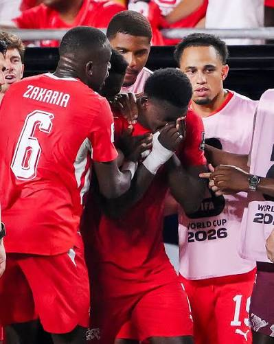 Breel Embolo leaving the pitch after receiving a second yellow card