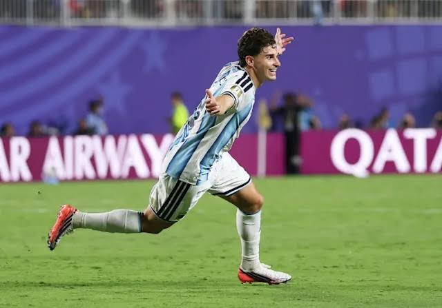 Julián Álvarez celebrating his stunning extra-time goal